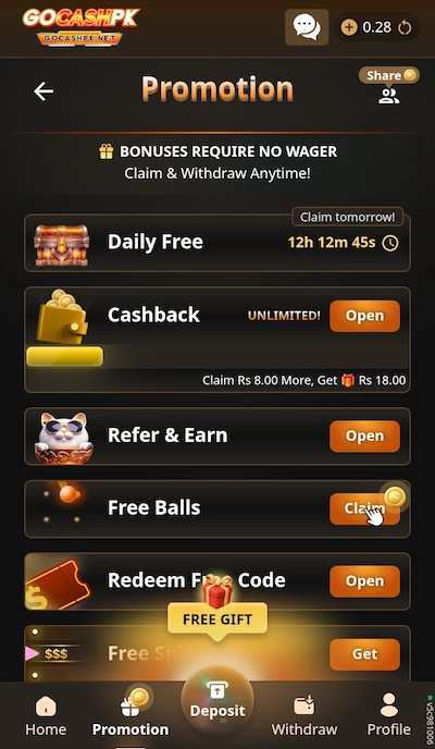GOCASHPK Game Bonuses