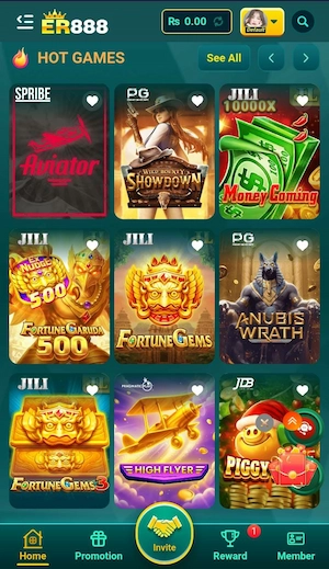 ER888 Game main page