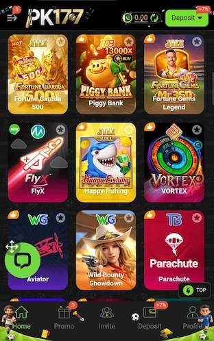 PK177 Game Apk Main Page