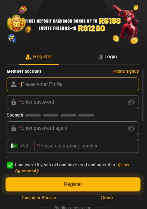 188PKR Game register